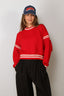 Golden Goose - Sweater - Journey W's Crewneck Rachel Cotton Waffle - Tomato Red
