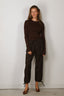Tibi - Top - Ribbed Sweater Crewneck Pullover - Hickory Brown