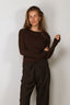 Tibi - Top - Ribbed Sweater Crewneck Pullover - Hickory Brown