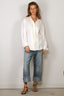 RÓHE - Blouse - Shaped Tuxedo Silk Shirt - Cream