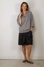 Tibi - Top - Washable Cashmere Oversized Easy T Polo - Heather Grey