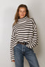 Lisa Yang - Trui - Zerlina Stripes - Oyster/ Dark Oak