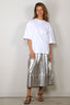 Tibi - Rok - Metallic Nylon Pull On Full Skirt - Silver