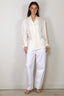 RÓHE - Blouse - Shaped Tuxedo Silk Shirt - Cream
