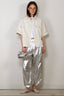 Tibi - Broek - Metallic Nylon Winslow Pant - Silver