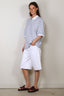 RÓHE - Top - Striped Oversized Polo - White / Blue Multi Stripe