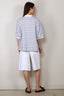 RÓHE - Top - Striped Oversized Polo - White / Blue Multi Stripe