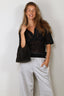 Tibi - Top - Crochet Netting Slim Polo - Navy