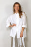6397 - Blouse - Minimalist Tuxedo Shirt - White