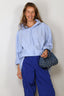 6397 - Blouse - Hooded Shirt - Blue Stripe