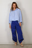 6397 - Blouse - Hooded Shirt - Blue Stripe