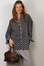 R13 - Blouse - Pintuck Drop Neck Shirt - Airy Indigo Blossom