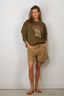 Ganni - Sweater - Isoli Crewneck Tiger Print - Military Olive