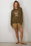 Ganni - Sweater - Isoli Crewneck Tiger Print - Military Olive
