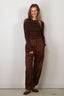 Tibi - Top - Ribbed Sweater Crewneck Pullover - Hickory Brown