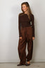 Tibi - Top - Ribbed Sweater Crewneck Pullover - Hickory Brown