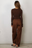 Tibi - Top - Ribbed Sweater Crewneck Pullover - Hickory Brown