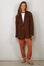 Tibi - Blazer - Garment Dyed Silk Cotton Liam Blazer - Brown