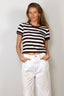 Suzie Kondi - T-Shirt - Carpi Tee Striped Terry - Truffle Ivory Stripe