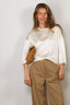 Forte_Forte - Top - Shiny Stretch Silk Satin Oversized T-shirt - Yogurt