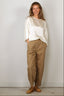 Forte_Forte - Top - Shiny Stretch Silk Satin Oversized T-shirt - Yogurt