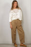 Forte_Forte - Top - Shiny Stretch Silk Satin Oversized T-shirt - Yogurt