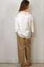 Forte_Forte - Top - Shiny Stretch Silk Satin Oversized T-shirt - Yogurt