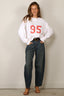 Nili Lotan - Sweater - 95 Gladys Sweatshirt - Ecru / Red Print