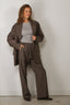 Tibi - Broek - Tropical Wool Charles Trouser - Dark Stone