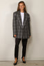 Tibi - Blazer - Papery Wool Plaid Easy Mens Blazer - Grey Multi