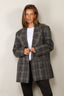 Tibi - Blazer - Papery Wool Plaid Easy Mens Blazer - Grey Multi