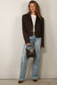 Tibi - Blazer - Herringbone Suiting Cropped Blazer - Brown Multi