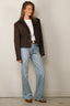Tibi - Blazer - Herringbone Suiting Cropped Blazer - Brown Multi
