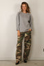 Tibi - Sweater - Bonded Viscose Crewneck With Folded Panel - Heather Grey