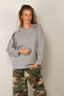 Tibi - Sweater - Bonded Viscose Crewneck With Folded Panel - Heather Grey