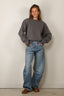 RÓHE - Sweater - Statement Shoulder Crewneck - Mid Grey Melange