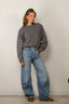 RÓHE - Sweater - Statement Shoulder Crewneck - Mid Grey Melange
