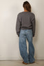RÓHE - Sweater - Statement Shoulder Crewneck - Mid Grey Melange