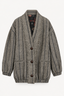 R13 - Vest - Padded Woven Cardigan - Grey Navy Stripe