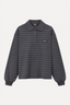 Rotate - Top - Pique Longsleeve  Polo - Gray Pinstripe