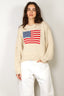 Denimist - Sweater - Oversized Cropped American Flag - Oatmeal