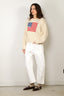 Denimist - Sweater - Oversized Cropped American Flag - Oatmeal