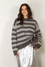 Tibi - Trui - Striped Cashmere Crewneck Easy Pullover - Grey Multi