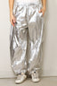 Tibi - Broek - Metallic Nylon Winslow Pant - Silver