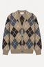 &Daughter - Vest - Ava Argyle Cardigan - Navy With Red & Hazelnut