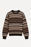 &Daughter - Trui - Lorne Oversized Fairisle Crewneck - Dark Brown / Brown Sugar Multi