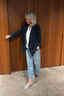 Vince - Blazer - Crepe Double Breasted Blazer - Navy