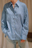 Tibi - Blouse - Edmund Lyocell Stripe Oversized Shirt - Blue Multi