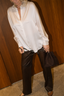 Vince - Blouse - Band Collar Blouse - Optic White