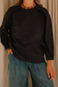 Tibi - Sweater - Bonded Viscose Crewneck With Folded Panel - Navy
